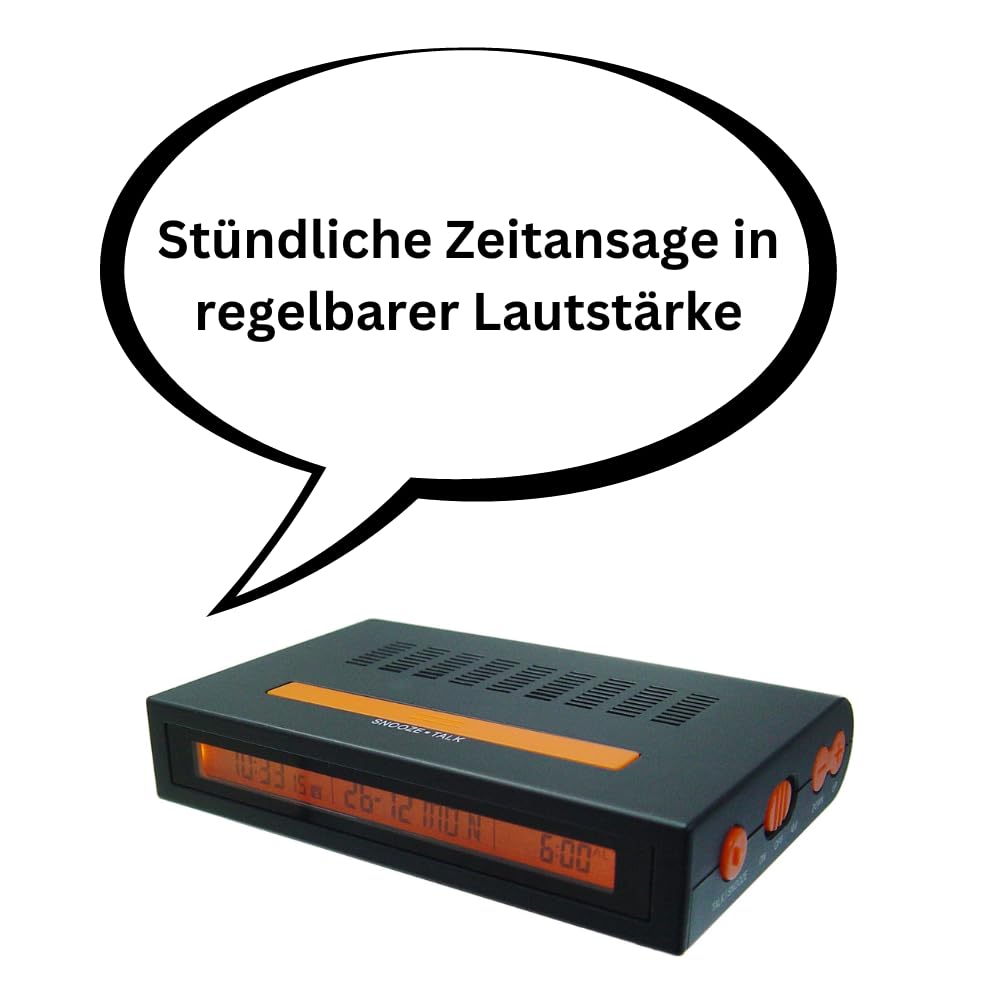 Marschall Deutsch sprechender Funkreisewecker I 1020 I Digitaler Wecker I Ansage von Zeit und Datum I Stündliche Zeitansage I Perfekt für Senioren, Blinde und Demenzkranke