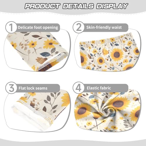 KLL Sunflower Cow Leather Skin Brown Pattern Toddler Girl Basic Leggings Soft Full Length Sweatpants Gym3