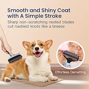 Potaroma Versatile Pet Grooming Brush, Double Sided Shedding and Dematting Undercoat Rake, Reduces Shedding by up to 95% Professional Deshedding Comb Tool for Dogs and Cats (Medium)