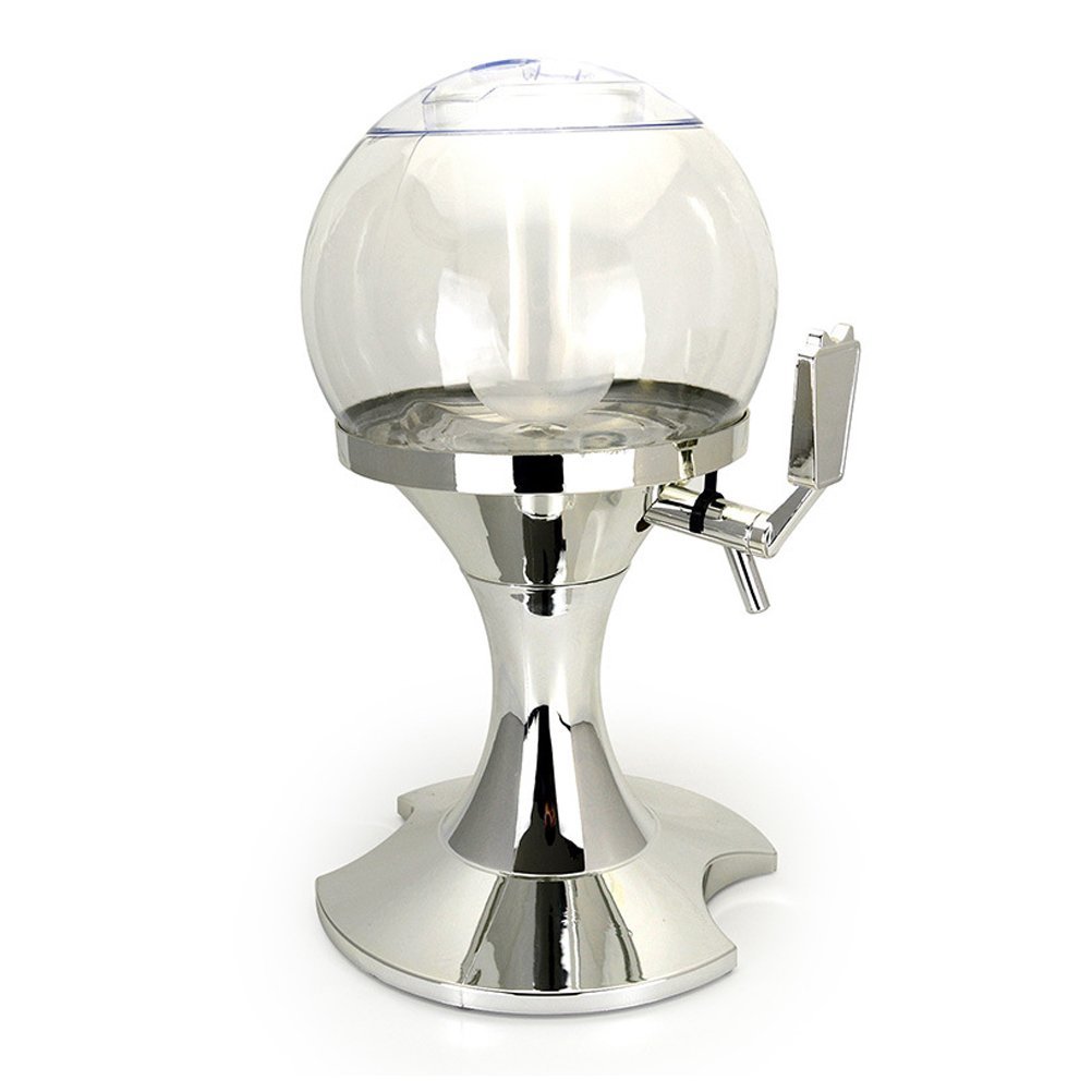 BESTONZON Dispensador de bebidas de vino líquido de 3,5 l con recipiente de hielo integrado (plata)