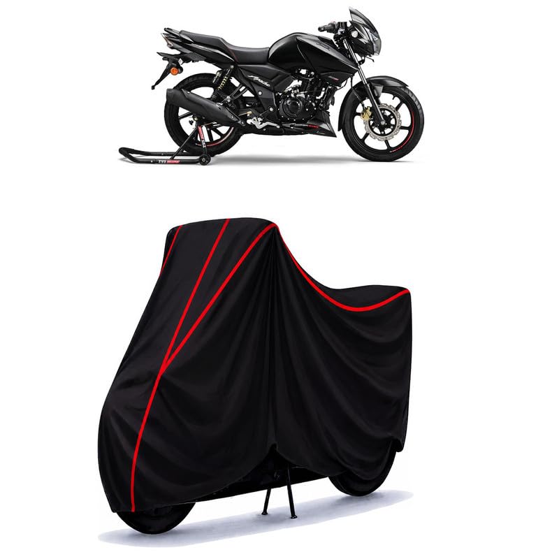 Image of TVS Apache 160 Water Resistant Bike Cover for All Motorcycles & Rain | Heavy Duty Taffeta Fabric | UV Protection, Dustproof, Scratchproof | All Weather Two Wheeler Body Cover with Elastic Bottom