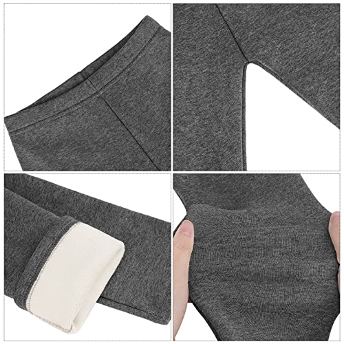 Resinta 2 Pack Girls Winter Fleece Lined Leggings Thick Thermal Tights Pant Warm Cotton Ankle Legging Kid Full Length Pant Black, Dark Grey #TOP2