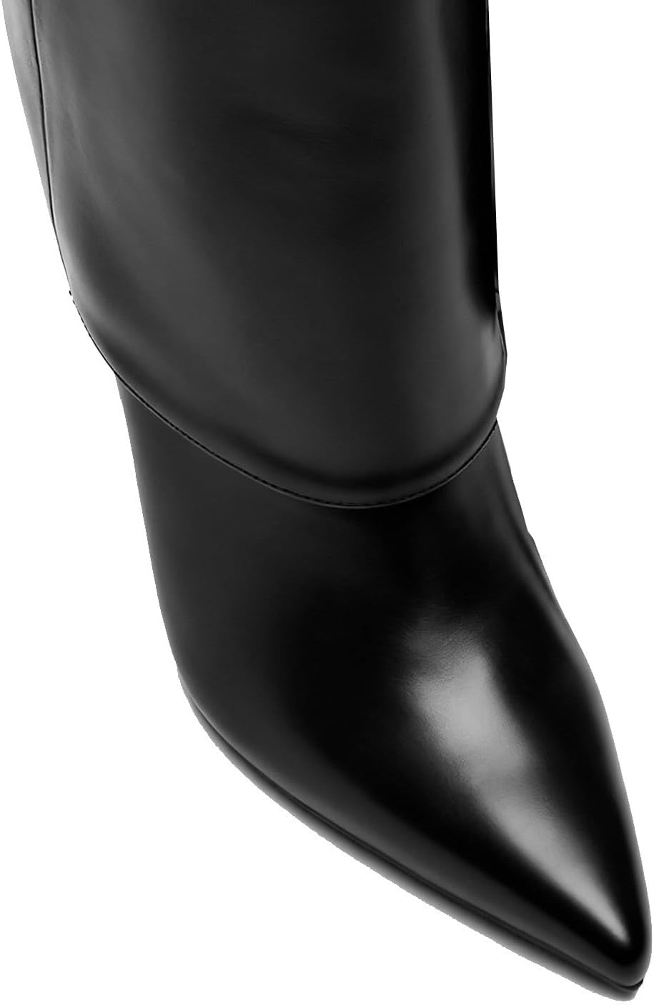 MICIFA Fold Over Knee High Boots for Women Pointed Toe Stiletto Heel Shark Tall Boots Comfortable Sexy Leather Long Boot with Zipper