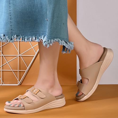 Image of Centrino Women's Sandals |Stylish Slip-On Sandals for Ladies| Elegant & Trendy Design|Double Buckle Adjustable Straps Slide Footwear|Light Weight and Comfortable|Flip Flops for Ladies (9323)