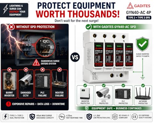 Image of Surge Protector 2 Pole T2+T3, Fine-Level Type 3 Surge Protection, Safeguards Sensitive Electronics, Residual Lightning & Power Surge Safety Device (AC /T1+T2 4POLE with Mount)