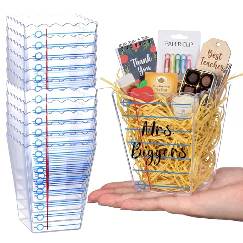 Image of Mimorou 12 Pcs Back to School Teacher Gift Box Container Notebook Pencil Composition Book Crayon Popcorn Candy Jar Containers Holders for First Day of School Party (Lined Style)