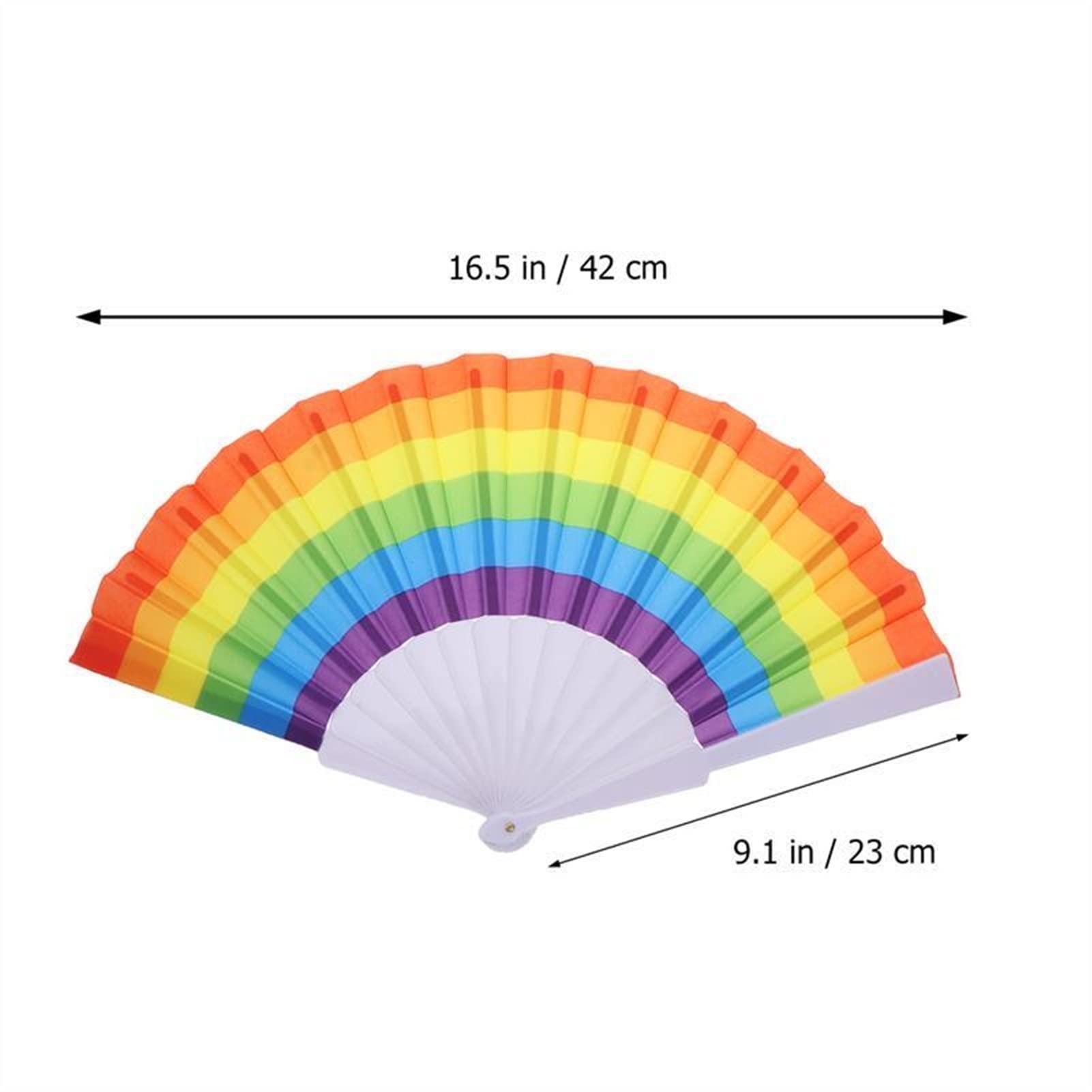 RWRAPS 23 cm Regenbogen-Faltfächer, Regenbogen-Fächer, Liebhaber-Fächer, langlebiger Stoff, Geschenk-Faltfächer, Schwule Hochzeitsdekorationen, Fächer für Tanz, Party-Requisiten, Dekoration (A) (B)