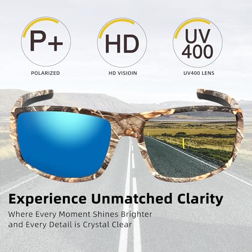 Image of Camo Polarized Wrap-around Sport Sunglasses for Men Women UV400 Driving Fishing Hunting Sun Glasses