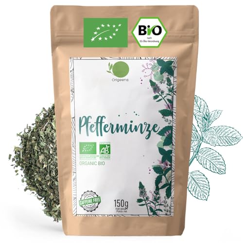 ORIGEENS BIO PFEFFERMINZE GETROCKNET, 150 g - Getrocknete Minze für Pfefferminz Tee und Eistee oder...