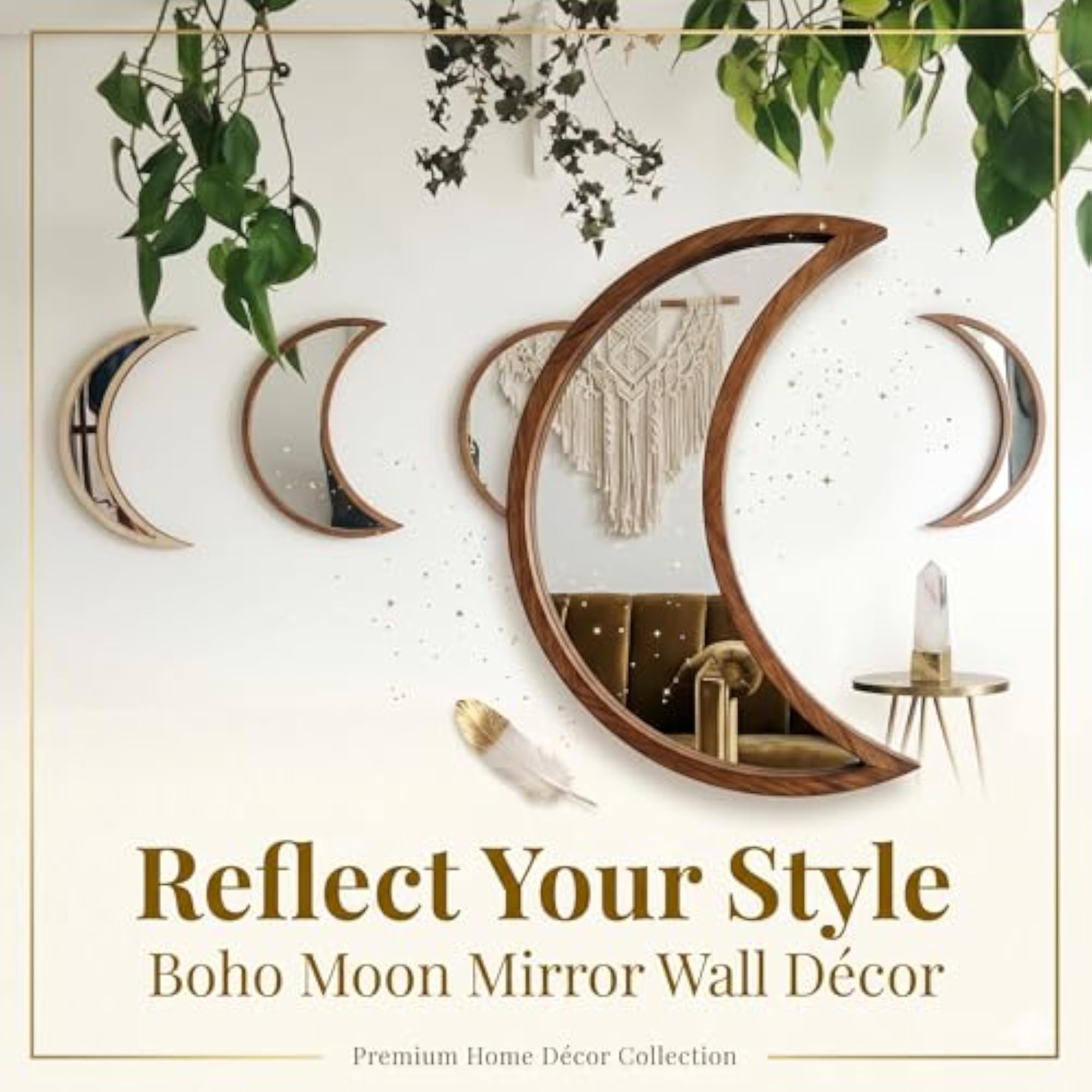 5 Pieces Moon Phase Acrylic Mirror Set