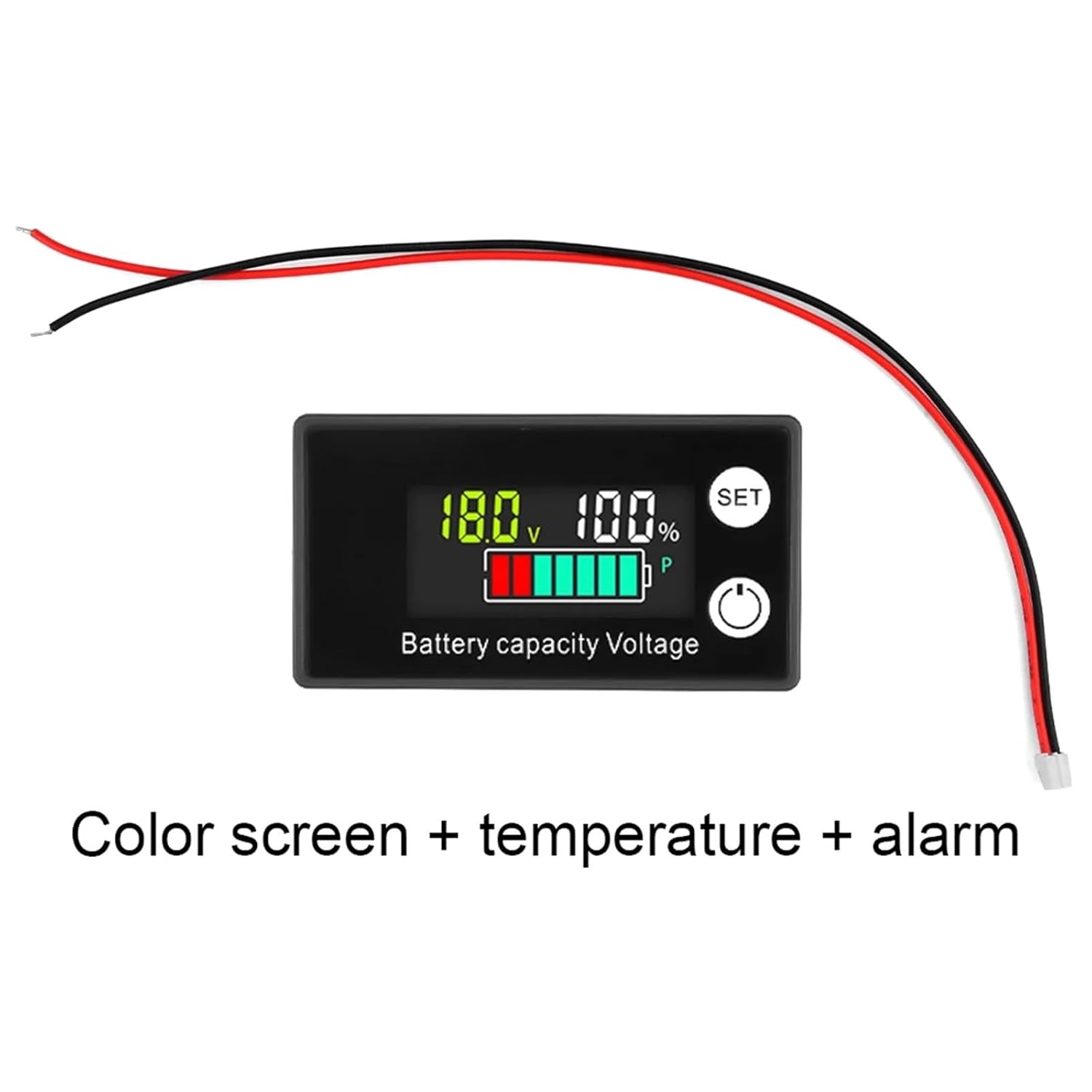 6133A DC8-100V LCD Digital Voltmeter Battery Indicator Lithium Capacity Monitor Car Motorcycle Voltage Gauge(Blue Screen,Temperature Alarm)