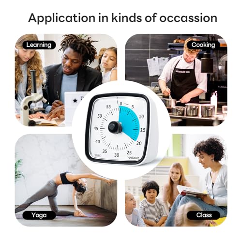 Image of Yunbaoit Visual Timer with Night Light, 60-Minute Countdown Timer for Kids and Adults, Silent Classroom Timer, Time Management Tool for Home, School, or Work (Dark Black)