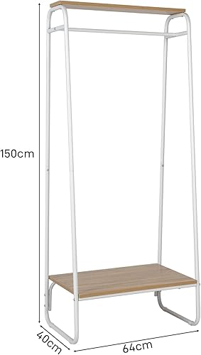 Miniatura 7 de Karl home Perchero para ropa, perchero independiente con estante de madera, barra colgante para dormitorio, baño, lavandería, sala de estar,