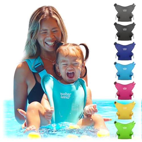 Image of WaterLand Baby Carrier - Innovative Carrier You Can Use Both in Water & Land - Waterproof Infant Chest Holder with Adjustable Straps, Lightweight Toddler Harness for Pool & Beach (Light Blue)