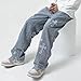 Trousers Cross Denim Pants Streetwear Hip Hop Low Rise Baggy Jeans for Men Korean Y2k Women Cargo Pants Punk Clothe (Blue,M,Medium)
