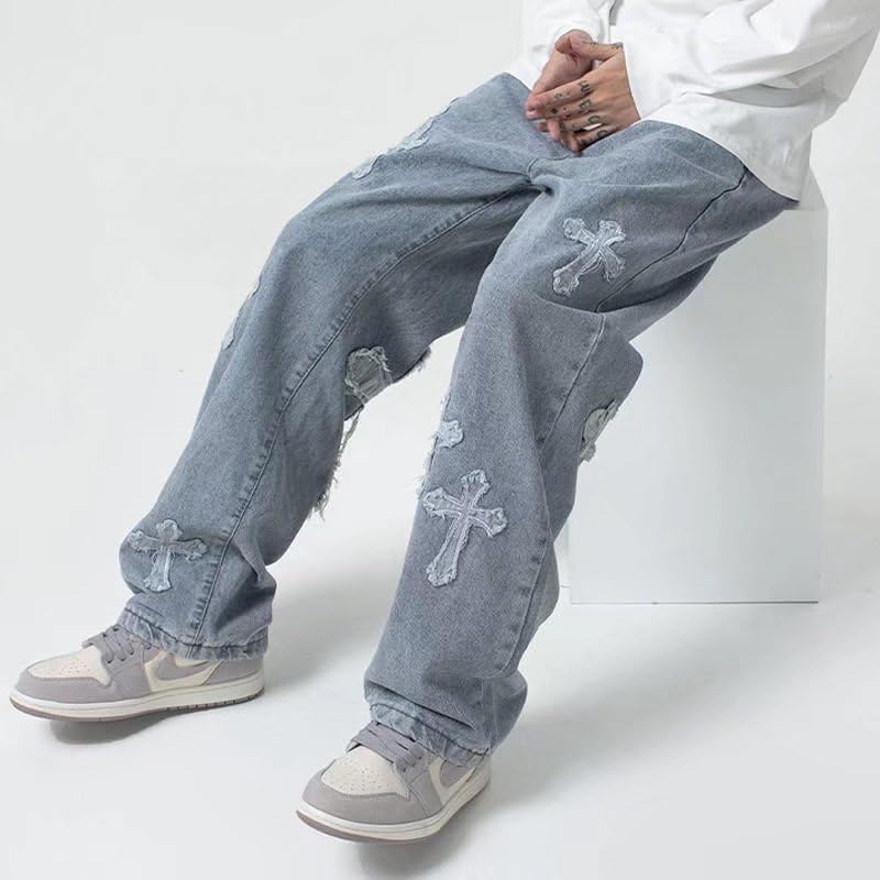 Trousers Cross Denim Pants Streetwear Hip Hop Low Rise Baggy Jeans for Men Korean Y2k Women Cargo Pants Punk Clothe3