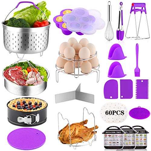 YOLIFE 23 PCS Accessories for Instant Pot, Pressure Cooker Accessories Set Compatible with Instant Pot 5,6,8 Qt - 2 Steamer Baskets, Silicone Molds & More Accessories
