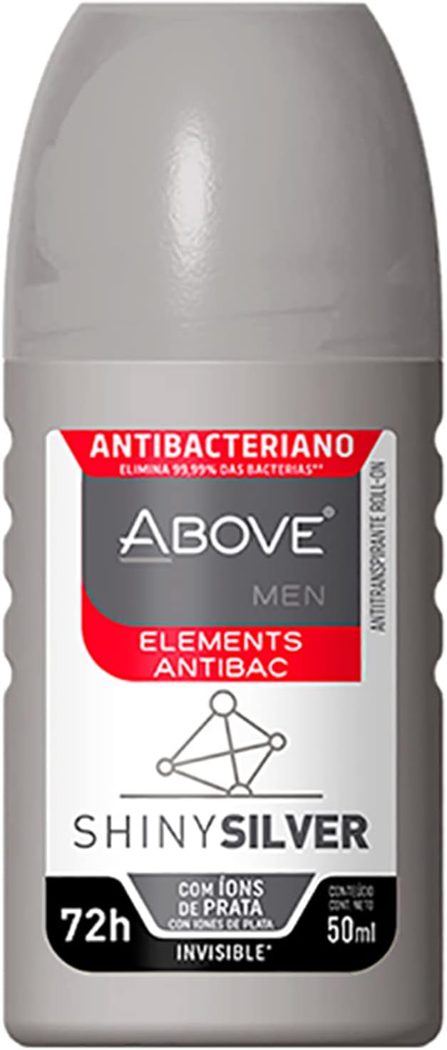 Roll-On Elements, Shiny Silver, 1.7 oz - Ball Deodorant for Men - 72-Hour Protection - Sensual Fragrance - Dry Touch - No Stains
