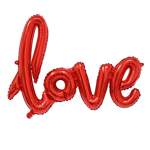 Wuleeuper Love Balloon Banner 42.5 Inches Handwriting Letter Giant Celebration Balloon Romantic Wedding Bridal Shower Anniversary Engagement Party Decoration (Red) #TOP1