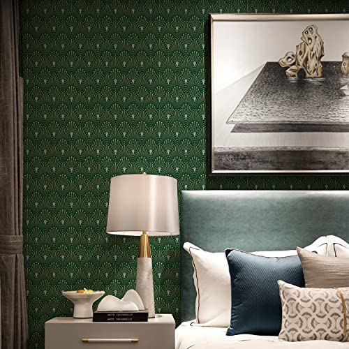 Klebefolie Möbel Dunkelgrün Elegant Möbelfolie Wasserdicht Selbstklebende Tapete Schlafzimmer Wandverkleidung for Living Room Mustertapete Dekorative Wallpaper Self Adhesive 40x100 cm