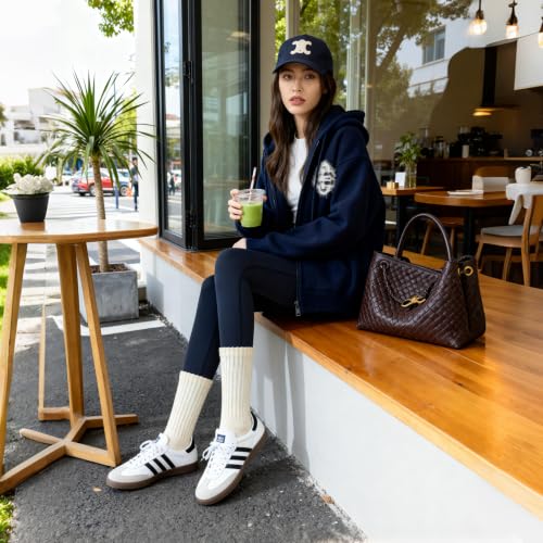 Image of 3 Pairs Slouch Socks for Women Soft Mid Calf Rib Scrunch Crew Tube Socks