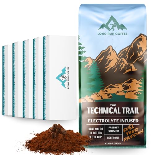 Image of Long Run Coffee - Hydrating Coffee with Electrolytes - All Natural Energy + Hydration + Recovery for Athletes - Stomach Friendly Electrolyte Coffee for Runners (5 lb, Light Roast)