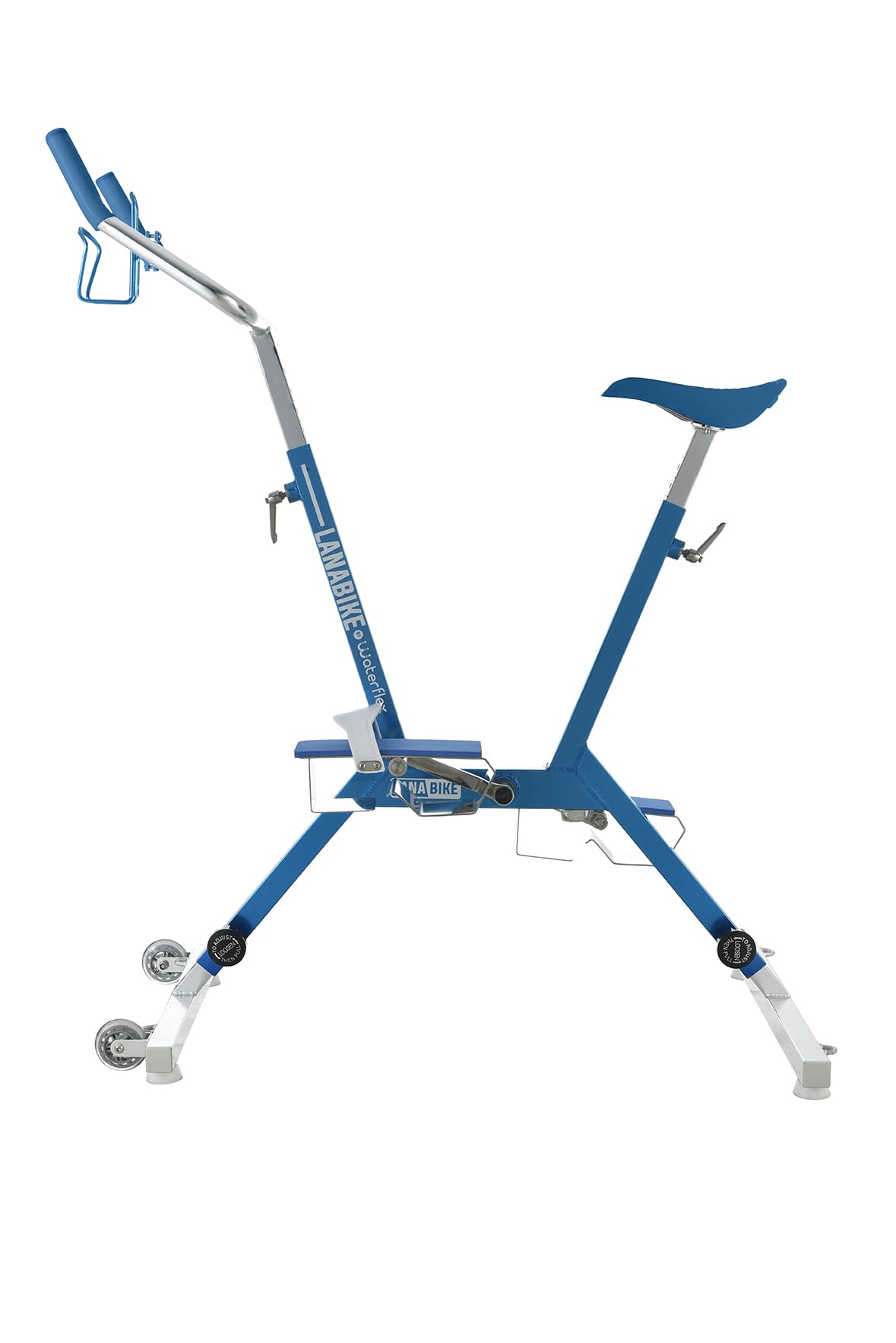 Aquabike Lanabike - Vélo Aquatique pour Piscine - Tout Bassin - Selle Ergonomique - Guidon Sport - Pédales Antidérapantes - Réglages Click & Turn - Bleu - Waterflex, Large, (WX-LANA-BL)