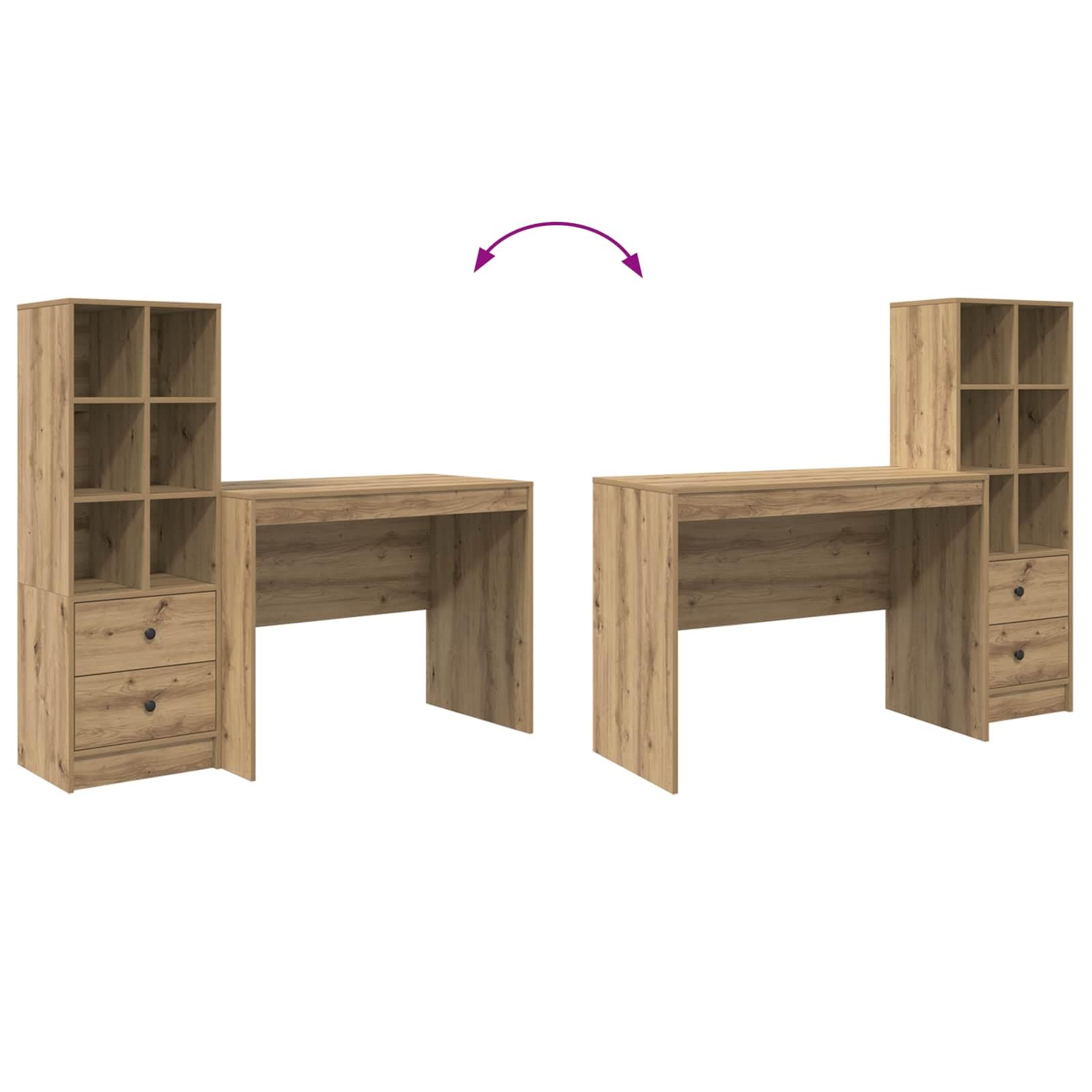 vidaXL Scrivania con cassetto 2 pcs Rovere artigianale, Scrivania Moderna, Mobili Resistenti, Spazio Funzionale, Postazione Pratica per Produttività