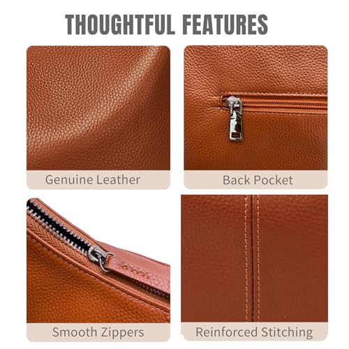 Image of Hobo Bag for Women Genuine Leather Purses Work Casual Shouldler Bag with Two Adjustable Straps
