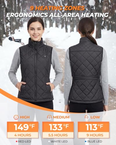 Image of Heated Vest Women, 16000mAh 7.4V Battery, Smart Temp Control
