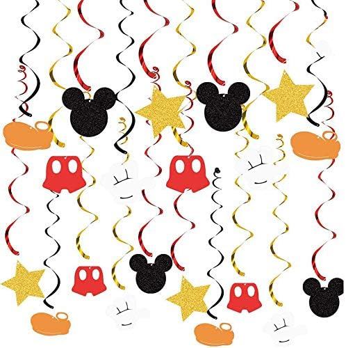 30Ct Micky Hanging Swirl Decorations, Mouse Birthday Party Ceiling Streamers, MouseTheme Party Supplies, Party Favors for Boys Kids
