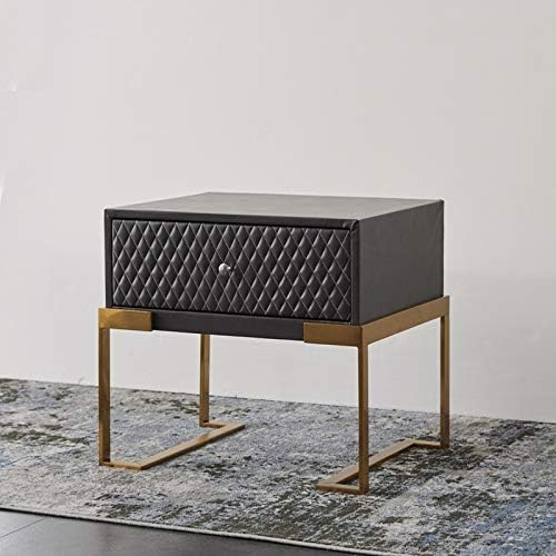 Nordic Bedside Table, Light Iron Shelf Storage Cabinet Bedroom Modern Minimalist Bedside Cabinet Single Drawer Storage Cabinet