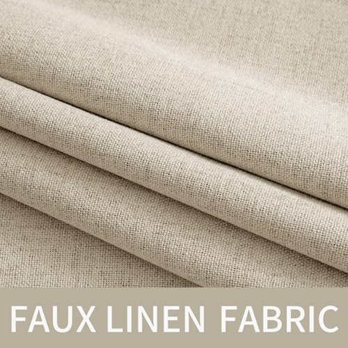 Image of MIULEE Linen Curtains for Bedroom 100% Blackout Thermal Insulated Stone Grommet Room Darkening Curtains & Drapes Fall Decor for Living Room 52 x 90 Inch (2 Panels)