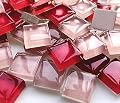 Mosaic Tiles 225 Pieces / 200 g Pack of Crystal Glass Mosaic Mosaic Tile Supplies for Home Decoration, DIY Crafts, Plates, Picture Frames, Flowerpots – 1x1 cm Square Tiles (Red Color)