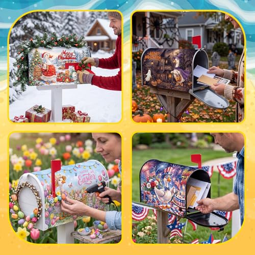 Image of Dispowreath 12 Pcs Goose Seasonal Mailbox Covers Magnetic Standard Size 18 x 21 Inch Summer Patriotic Magnetic Mailbox Covers for Garden Yard Outdoor Decor