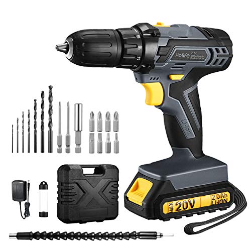 Holife Akkuschrauber, Akku-Bohrschrauber 20V, 22pcs Zubehör-Set, Drehmoment 35Nm, 13mm Bohrfutter, 18+1 Drehmomentstufen, Variable Geschwindigkeit, Akkuschrauberset mit LED-Arbeitslicht 1 Holife Akkuschrauber, Akku-Bohrschrauber 20V, 22pcs Zubehör-Set, Drehmoment 35Nm, 13mm Bohrfutter, 18+1 Drehmomentstufen, Variable Geschwindigkeit, Akkuschrauberset mit LED-Arbeitslicht