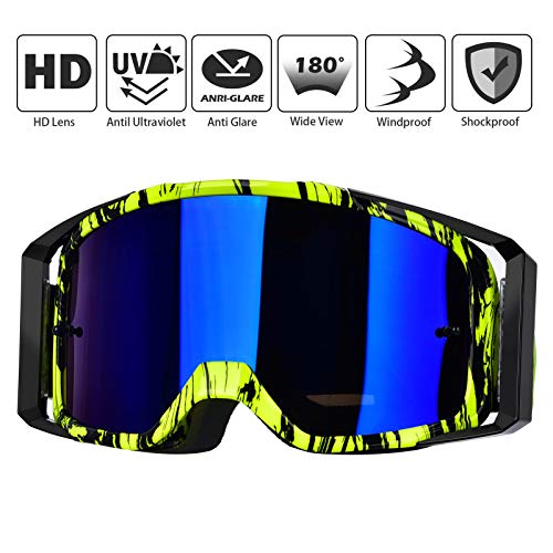 image for BOLLFO Motorcycle Goggles Motocross ATY Dirt Bike Goggles Anti-UV Safe