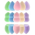 15 Pcs Makeup Sponges Set - 3 Shapes Beauty Blender Kit for Liquid, Cream & Powder Foundation, Concealer - Multi-Colored Soft Cosmetic Sponges (Pink/Nude/Purple/Green/Blue)