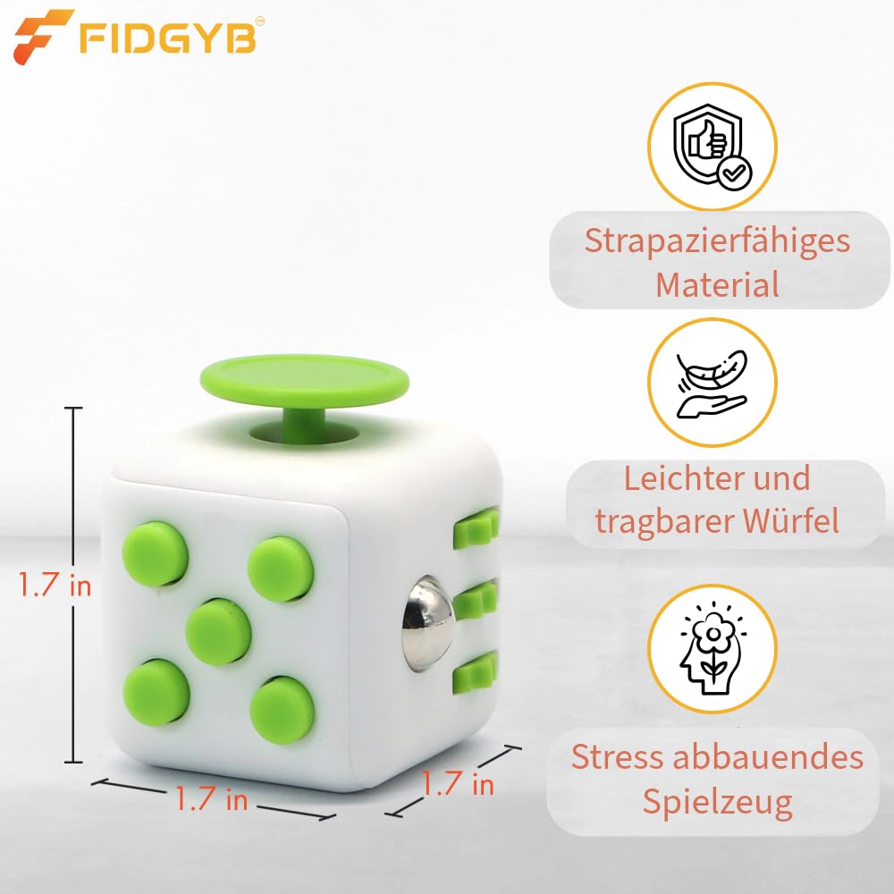 Fidget Cube kostka antystresowa dla dorosłych i dzieci, gładka, cicha zabawka sensoryczna w przypadku lęku, koncentracji i ADHD [czarna i zielona]