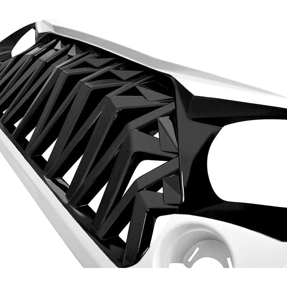 pour Jeep Wrangler JK 2007-2018 Grille Calandre Avant,Pièces de radiateur de calandre de Pare-Chocs Avant de Voiture,B-Noir-Blanc