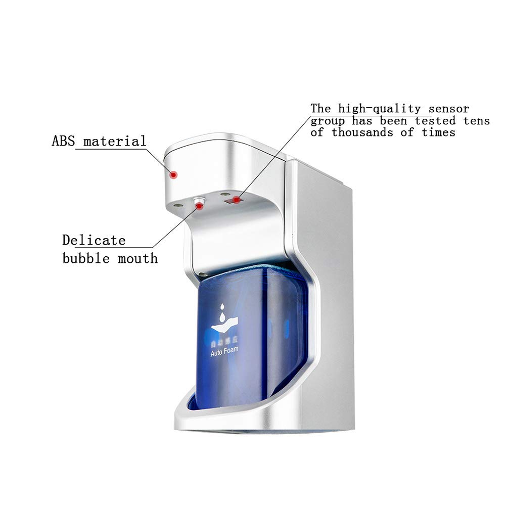 Dispenser di Sapone, Dispenser di Sapone in Schiuma Intelligente, Adatto per Disinfettante per Le Mani, Detersivo per Piatti, Gel Doccia E Altri Liquidi, con 4 Batterie Alcaline AA, 400 Ml
