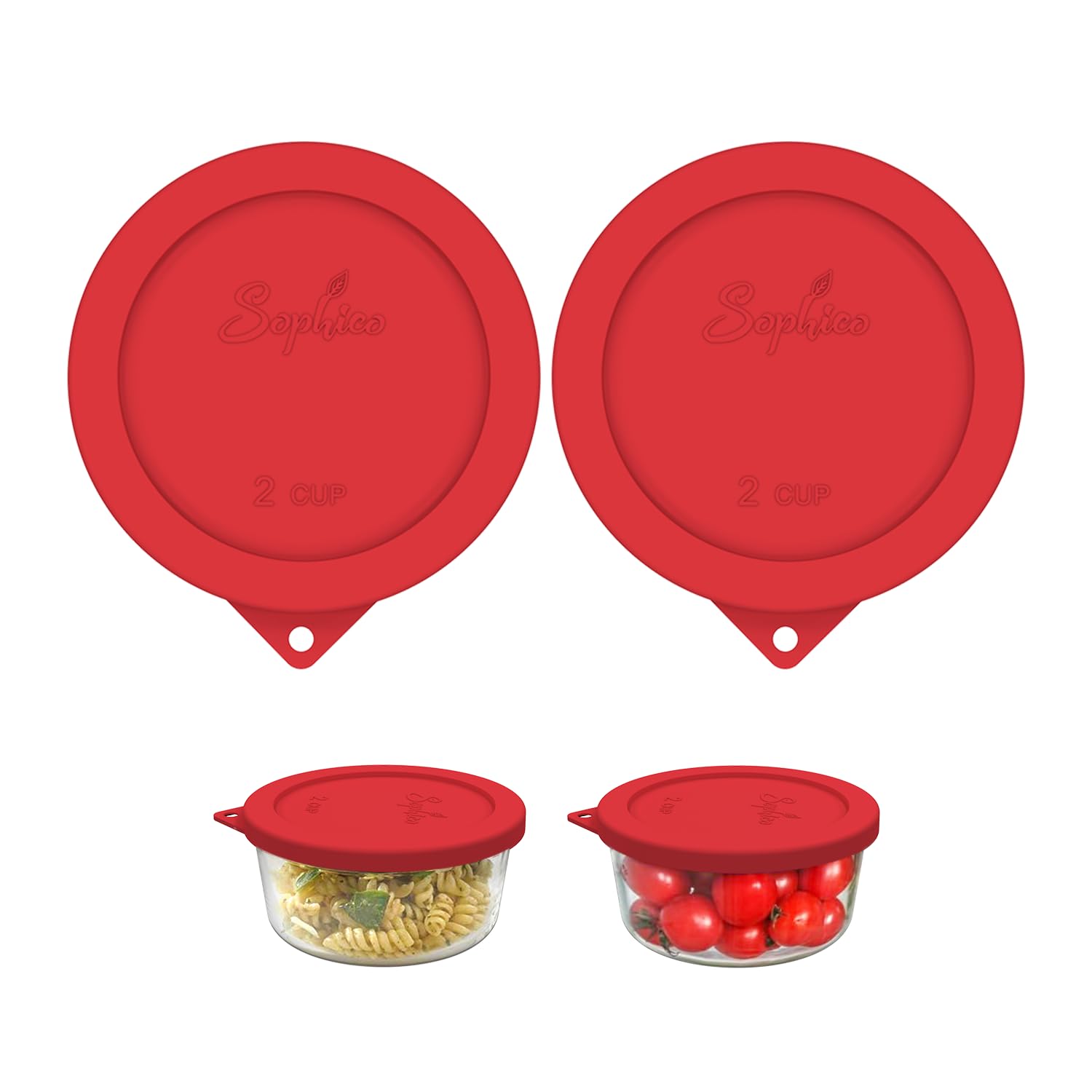SOPHICO 2 Cup Silicone Lids Replacement for Pyrex &amp; Anchor Hocking 7200-PC