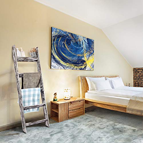 N\A Blanket Ladder - 4.5 Ft Wood Rustic Decorative Quilt Ladder Stand, Wall-Leaning White Vintage Wooden Throw Blanket Rack Holder