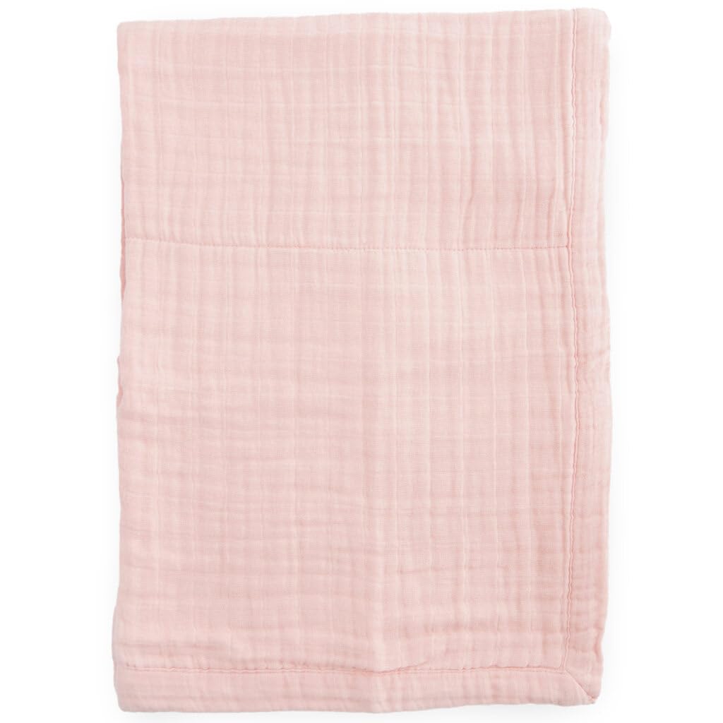Cotton Muslin Baby Quilt - Light Pink
