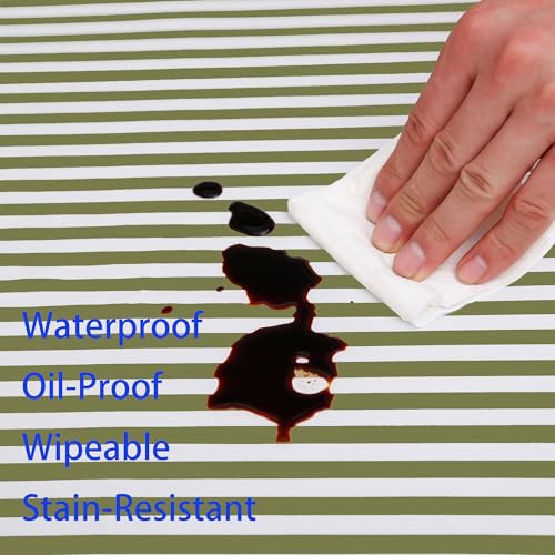 Image of Walrus Heavy Duty Vinyl Tablecloth with Flannel Backing Waterproof Oil-Proof Plastic Table Cloth Stain-Resistant Wipeable Rectangle or Square Table Cover for Indoor and Outdoor (Stripe, 52X70 Inch)