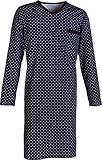 Erwin Müller Herren-Nachthemd, Nachtkleid, Nachtwäsche Single-Jersey Marine Größe 58/60 - mit V-Ausschnitt und Brusttasche, im eleganten Allover-Krawattenmuster, 100% Baumwolle
