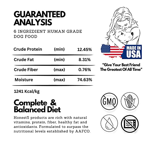 Honest5 - Human-Grade - Frozen Fresh Beef & Broccoli Dog Food - Rich in Protein, Iron and Zinc, 6 Ingredients, Promotes Strong Muscles and a Healthy Immune System 48 oz.