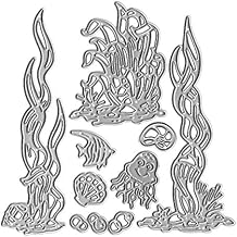 Metal Ocean Cutting Dies Embossing Stencil Seaweed Shell Jellyfish Coral Tropical Fish Die Cuts for Card Making Scrapbooking Paper Craft Album Stamps DIY Decor