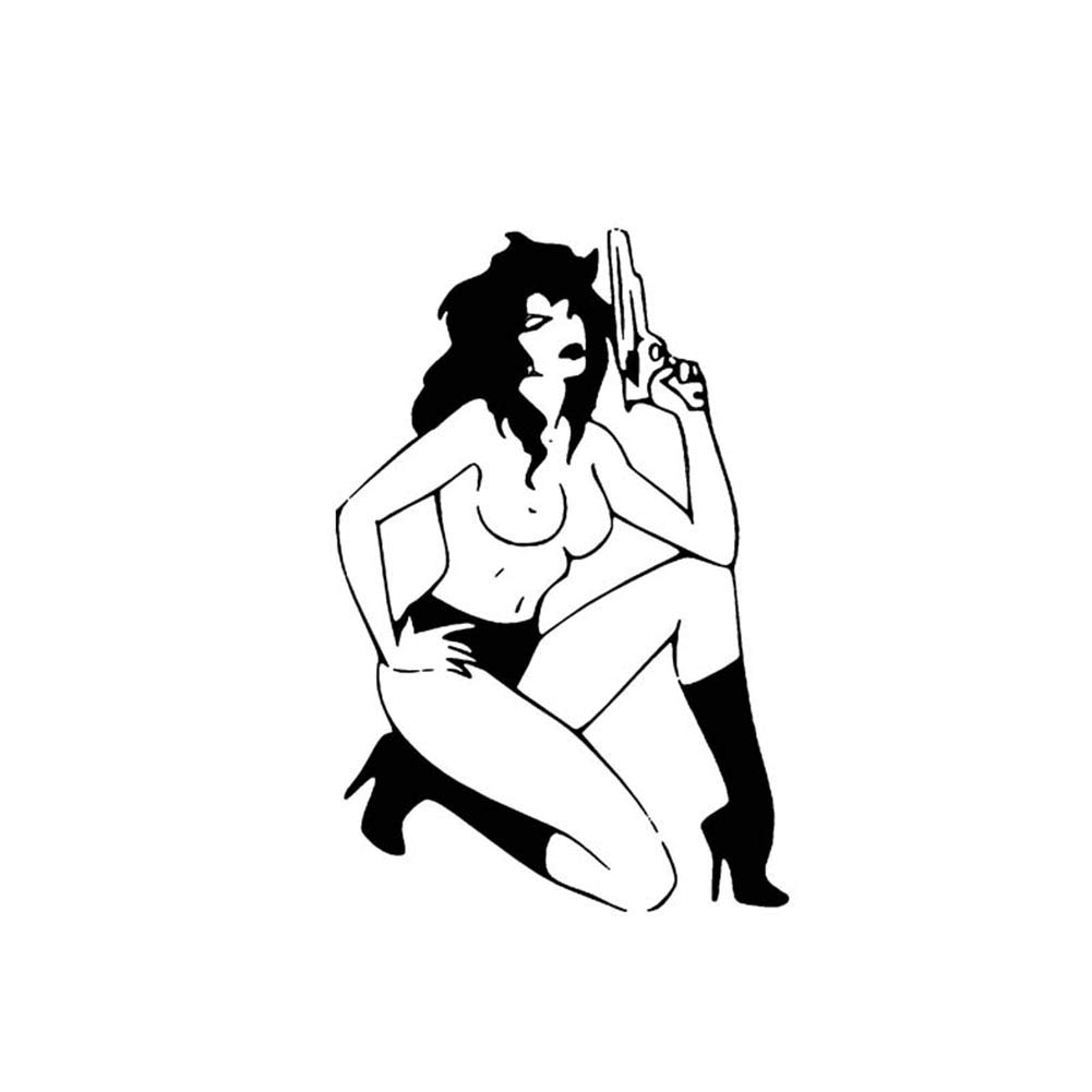 Car Sticker9.9 * 16.4Cm Girl With Gunfire Car Sticker Cartoon Vinyl Decal Fantastic Fashion Style