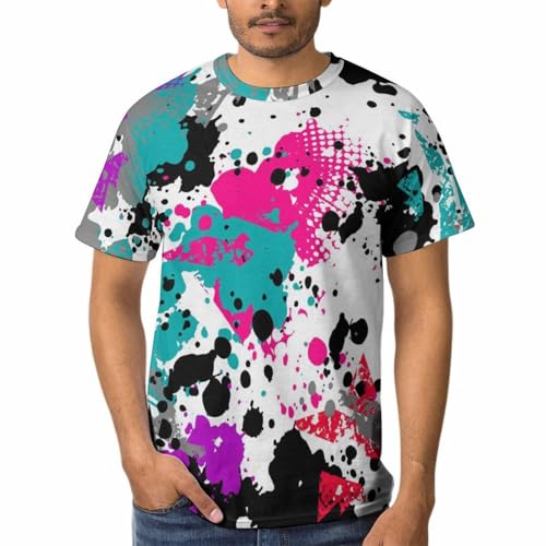 T-Shirt Col Rond Homme Éclats De Couleur en Coton Confortable